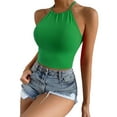 thumbnail image 4 of Green Sexy Plain Lace Up Cami Women's Tank Tops Camis, 4 of 5