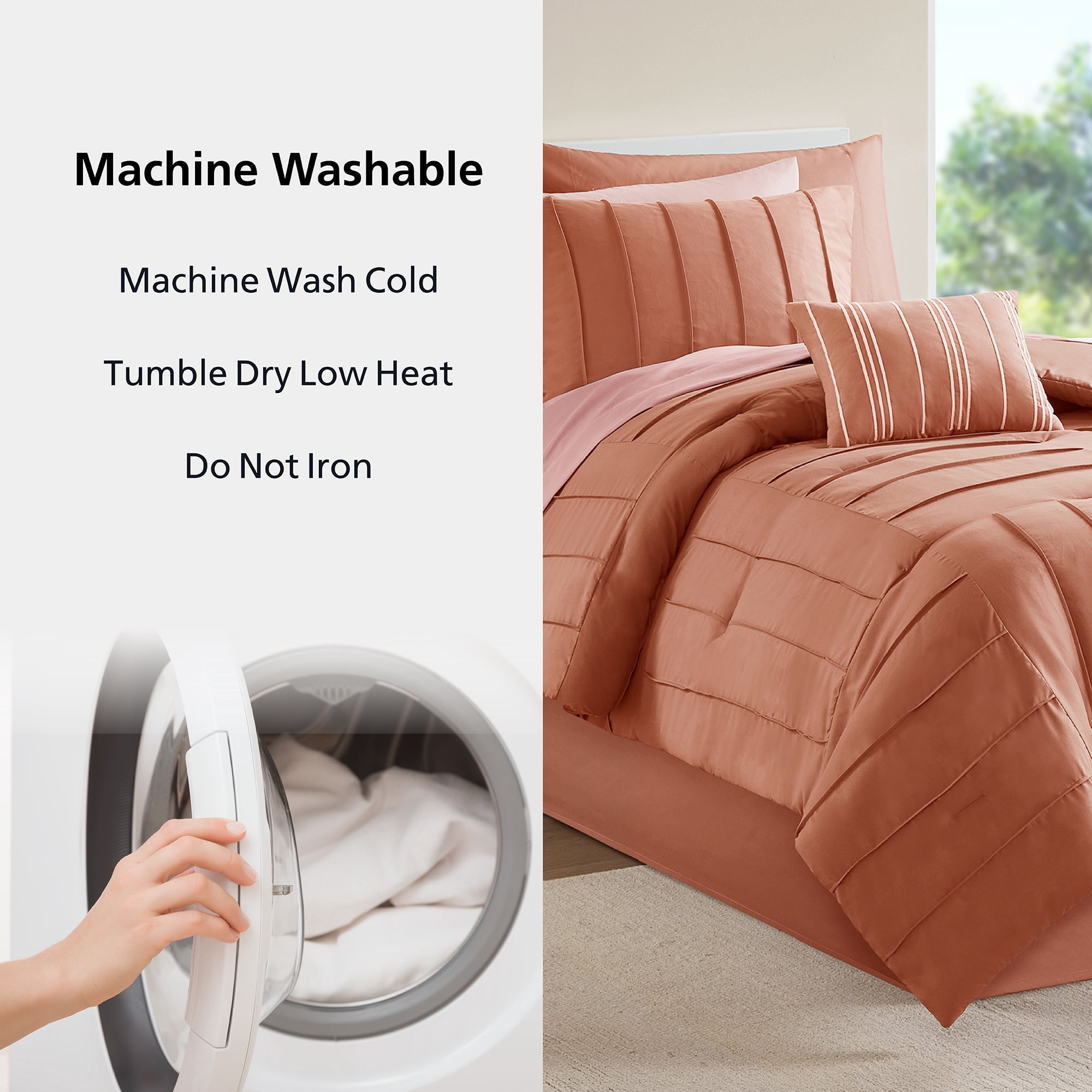 Mainstays 8-Piece Bed in a Bag Comforter Set with Sheets, Terracotta Texture, Twin/TwinXL
