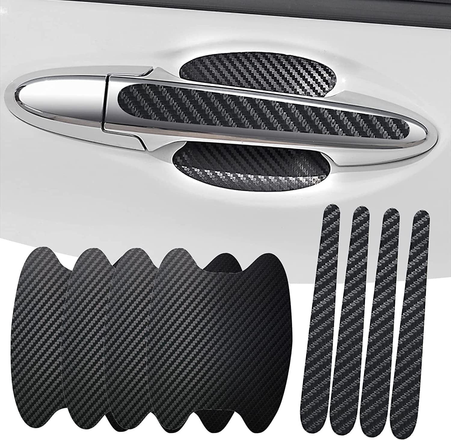 4PCS Car Door Handle Cup Stickers, Carbon Fiber Scratch Auto Door  Protective Film, Non-Marking Car Door Bowl Protector, Door Handle Paint  Cover Guard