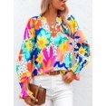 thumbnail image 3 of Womens V Neck Floral Long Sleeve Tops 2025 Summer Casual Loose Puff Sleeve Chiffon Boho Work Blouse Dressy T Shirts, 3 of 5