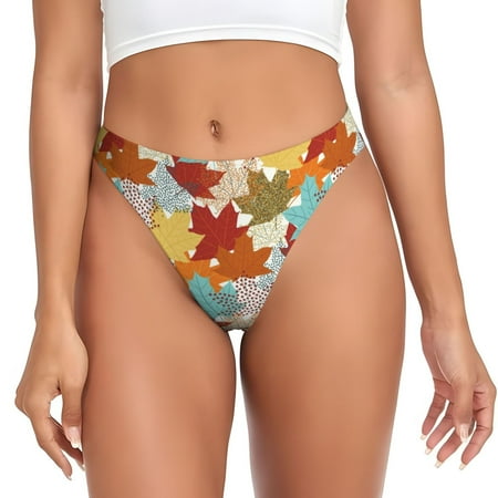 Sigee Fall Maple Leaves for Women s G-String Panty  Low Rise  Soft Lace Perfect for Everyday Wear or Special Occasions-3X-Large