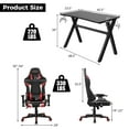 thumbnail image 4 of Goplus X-Shaped Gaming Desk & Racing Style Massage Chair Set Home Office Black+Red, 4 of 10