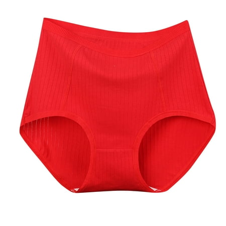 Scyoekwg Women s Underwear Plus Size Solid Color Stretchy Comfort High Waisted Underwear Ladies Underpants Hipster Panties Lace Underpants(Red XXXXL)