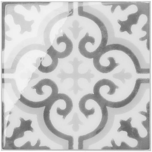 Smart Tiles Peel and Stick Backsplash Wall Tiles, Vintage Grey, White, 4pcs, 7.75in x 7.75in