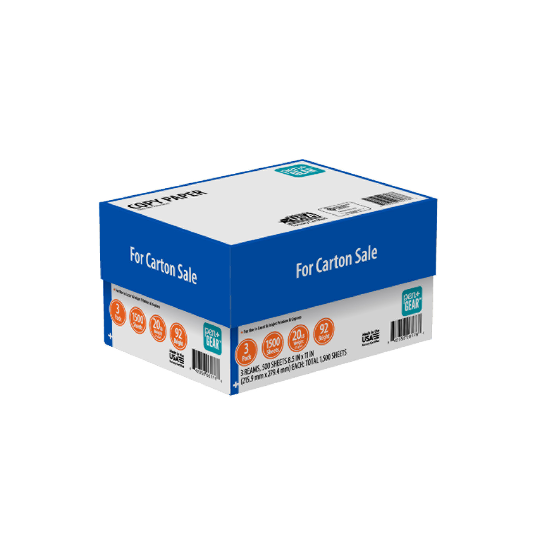 Pen+Gear Copy Paper, 10 Ream Case – 8.5x11, 20lb, 92 Bright, 5000 Total Sheets