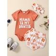 thumbnail image 2 of Suealasg Newborn Baby Girl 3Pcs Outfits Letter Print Short Sleeve Romper and Elastic Floral Shorts Headband Set 6M 12M 18M 24M Infant Summer Clothes, 2 of 9