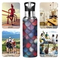 thumbnail image 7 of Yayeee 33oz Insulated Water Bottle Double Wall Stainless Steel with Flip Straw Lid, Purple Dragon Scales Pattern, 7 of 7