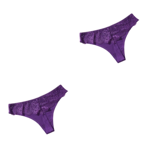 Qarigey Bragas de tiro bajo, tanga, bragas sin costuras, mano de obra fina, elasticidad, ropa de dormir para mujer, ropa de dormir calada, Púrpura SG 2Conjunto