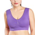 thumbnail image 4 of Gymayou Women’s Low Impact Sports Bra Seamless Comfort Workout Bra Wire Free V-Neck Vest Style Sleep Bra Purple 6XL, 4 of 7