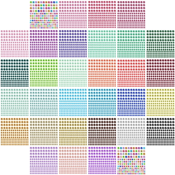 Kbraveo 32 Sheets Self Adhesive Multicolor Round Rhinestone Stickers, 30 Colors 5500 Bling Gem Stickers for Nail Art,Face Makeup,DIY Crafts