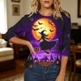 thumbnail image 5 of Zorckvet Women's Witch Print T-Shirt with Crew Neck and 3/4 Sleeve, 5 of 5