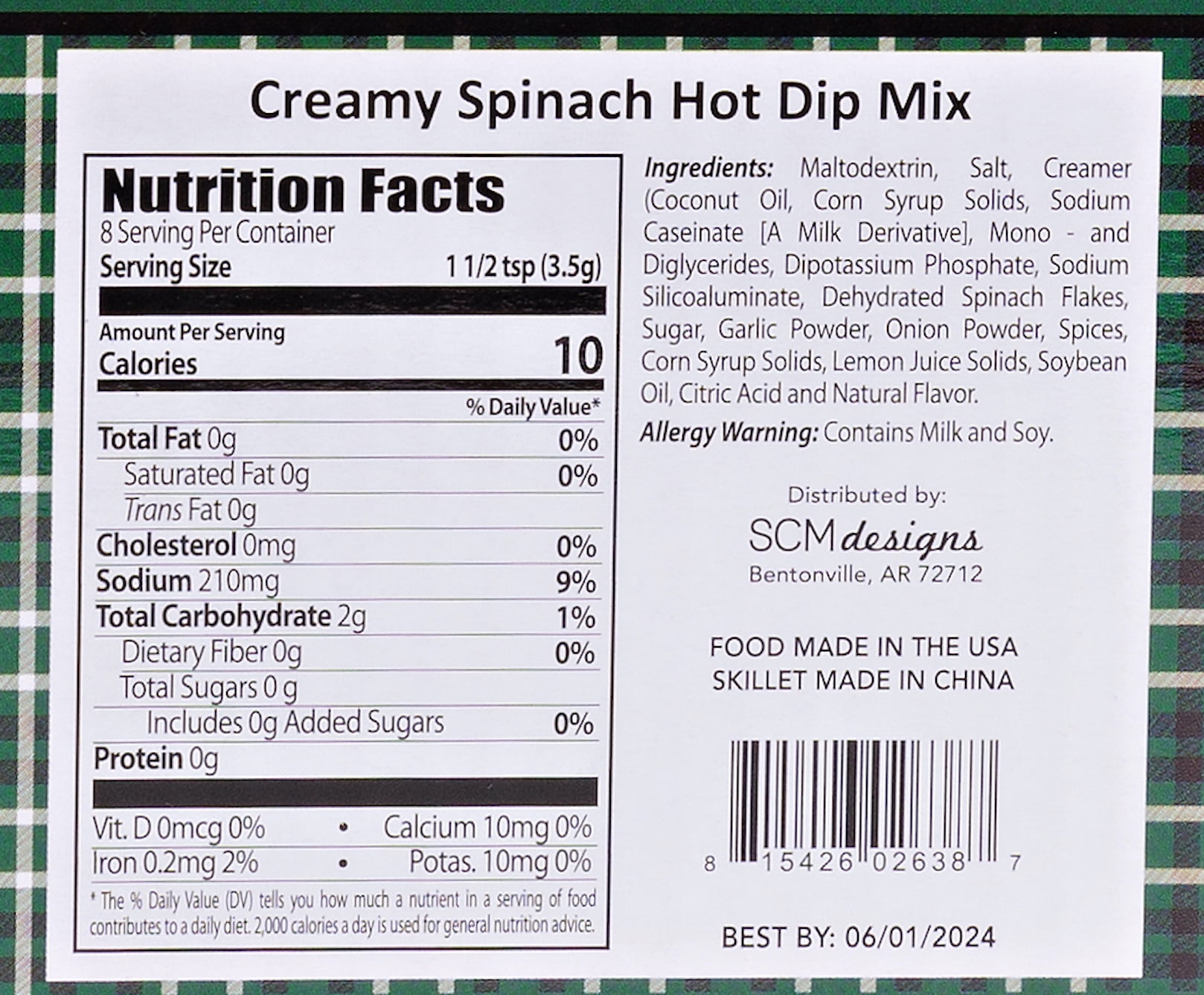 (3 pack) SCM Designs Mini Cast Iron Skillet with Creamy Spinach Dip Mix 1 oz 1 Count