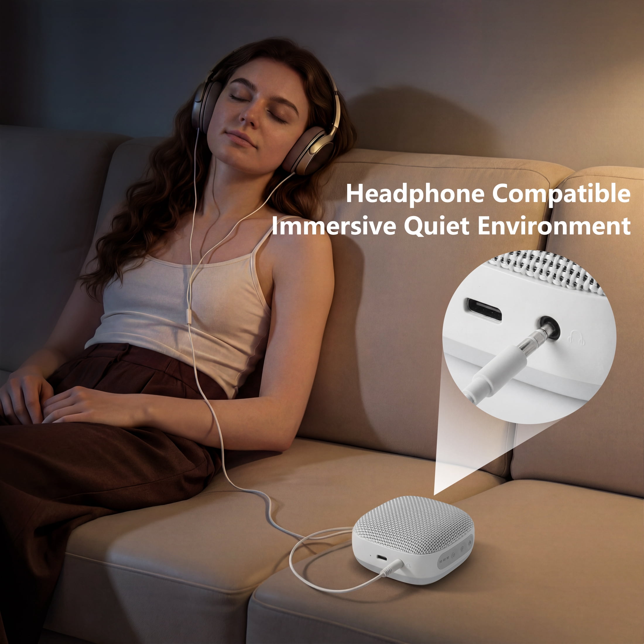 DTIRD White Noise Sound Machine,20 Soothing Noise Machine for Baby & Adults,Sleep Aid & Focus Therapy, Night Light, Timer, Memory & Headphone Compatible ,Ideal for Home, Office & Travel