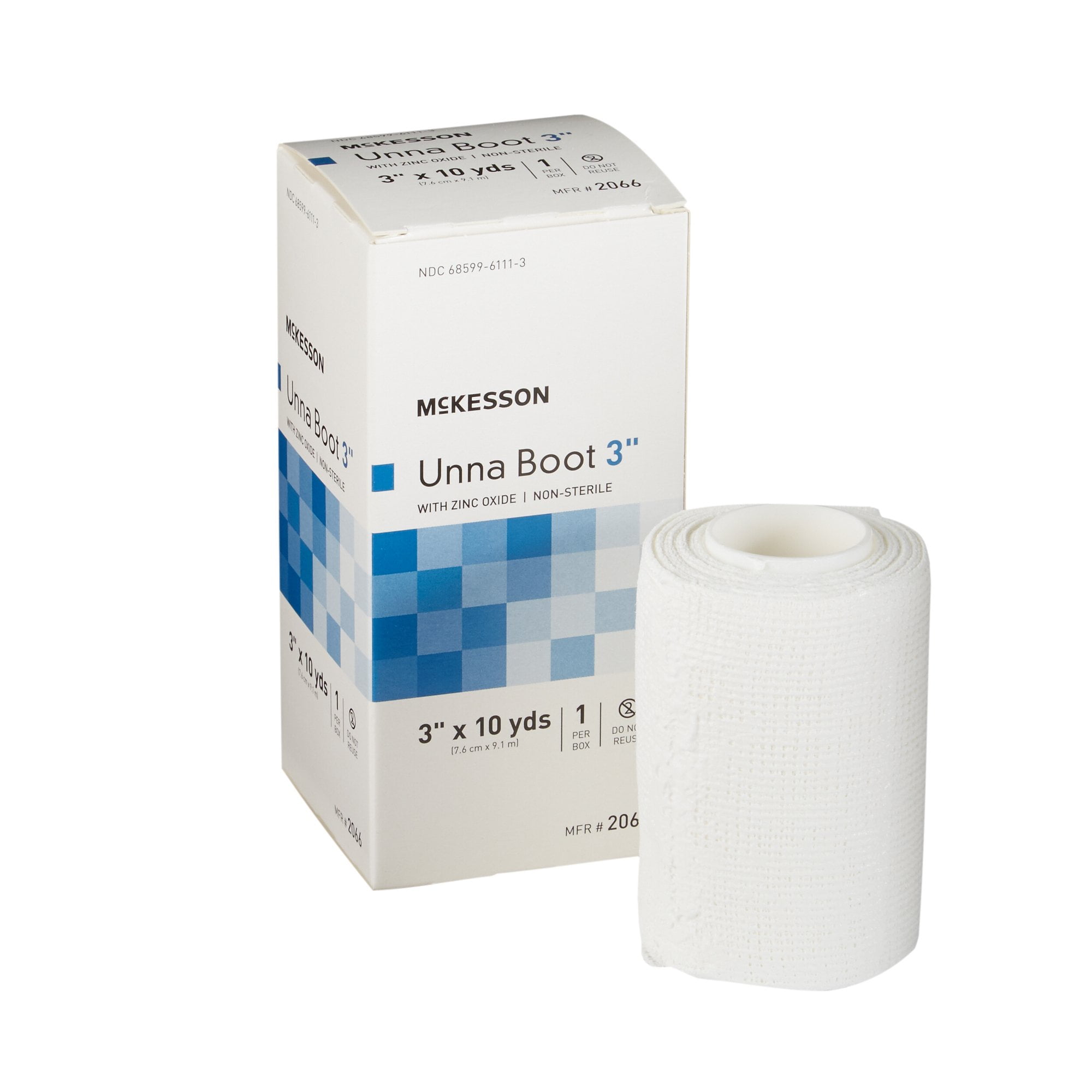 McKesson Unna Boot White Cotton 3" x 10 yd. with Zinc Oxide 2066, 12 Ct