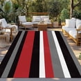 thumbnail image 3 of Outdoor Rug 4x6 ft Abstract Red Black White Striped Waterproof Outdoor Patio Rug Mat Non Slip Outside Area Rugs Carpet for RV,Camping,Porch,Deck,Pool,Balconybackyard,Minimalist, 3 of 9