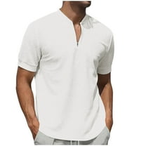 USNSM Mens Henley Shirts Short Sleeve Casual T-Shirt Summer Solid Color Lightweight Collarless Work Outdoor Golf Shirts White XXL