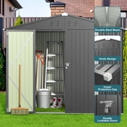 Lofka 8x6 FT Outdoor Storage Shed Lockable Waterproof Rust Resistant Garden Tool Shed Dark Grey