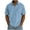 Blue, variant on Mens Corduroy Henley Shirt Short Sleeve Solid Color Tennis Golf Collar Shirt