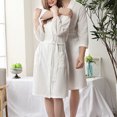 thumbnail image 2 of facefd Women Water Absorption Bath Robe Solid Waffle Bathrobe Spa Home Dress Nightgown, 2 of 5