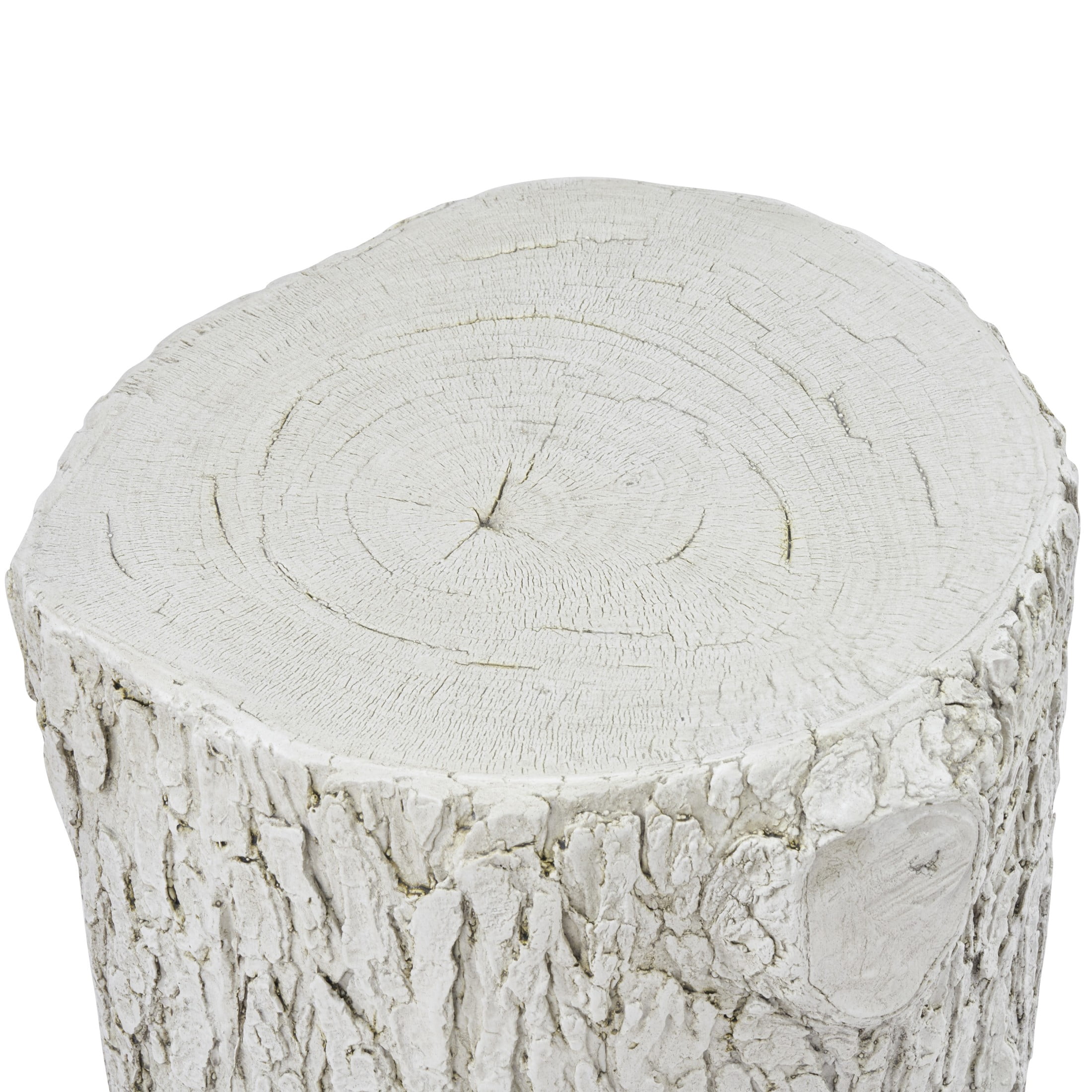 Christopher Knight Home 15.3” Tree Stump Side Table, MGO Accent Table with Realistic Wood Texture, White