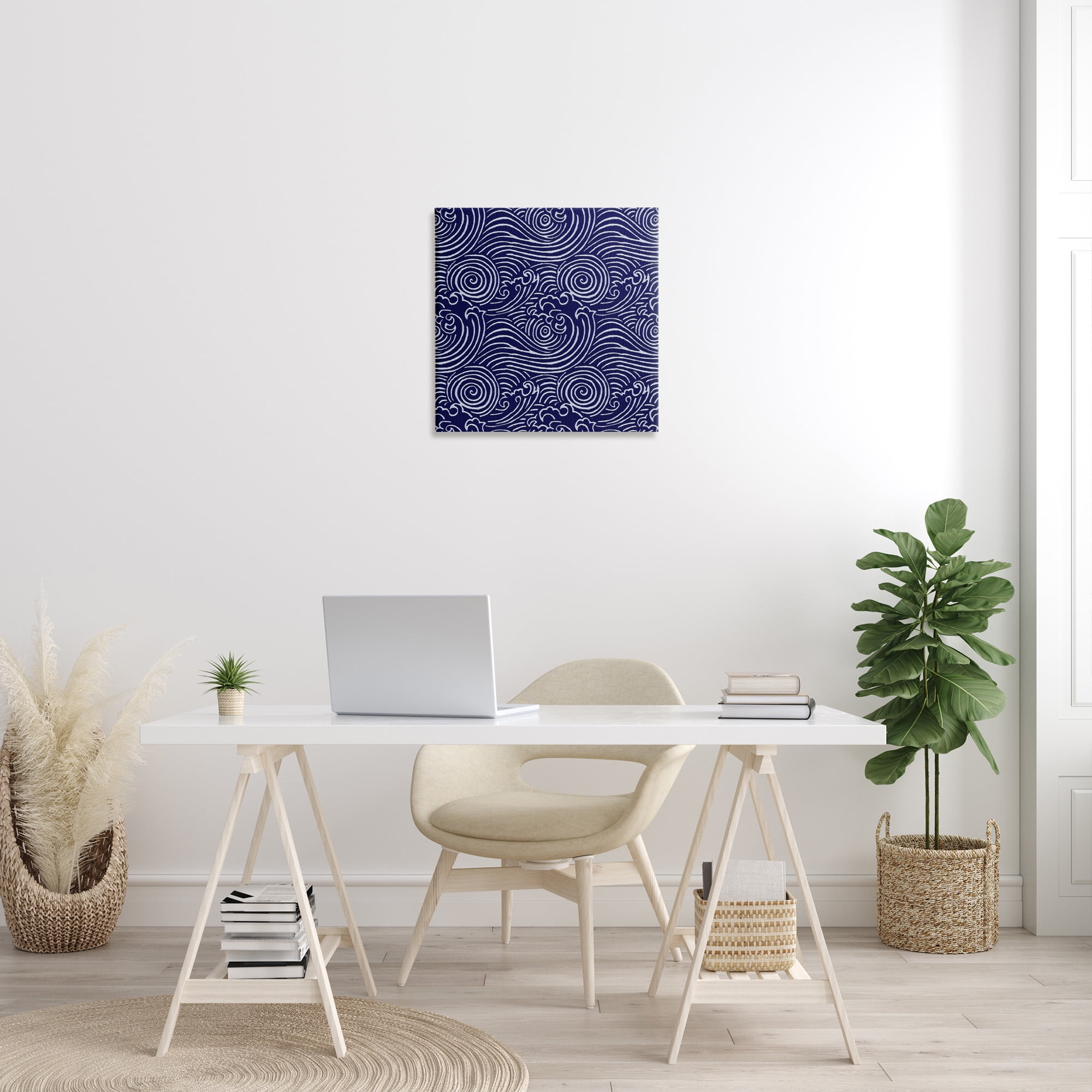 Stupell Industries Blue Traditional Waves Nature Painting Gallery Wrapped Canvas Art Print Wall Art, 24 x 24
