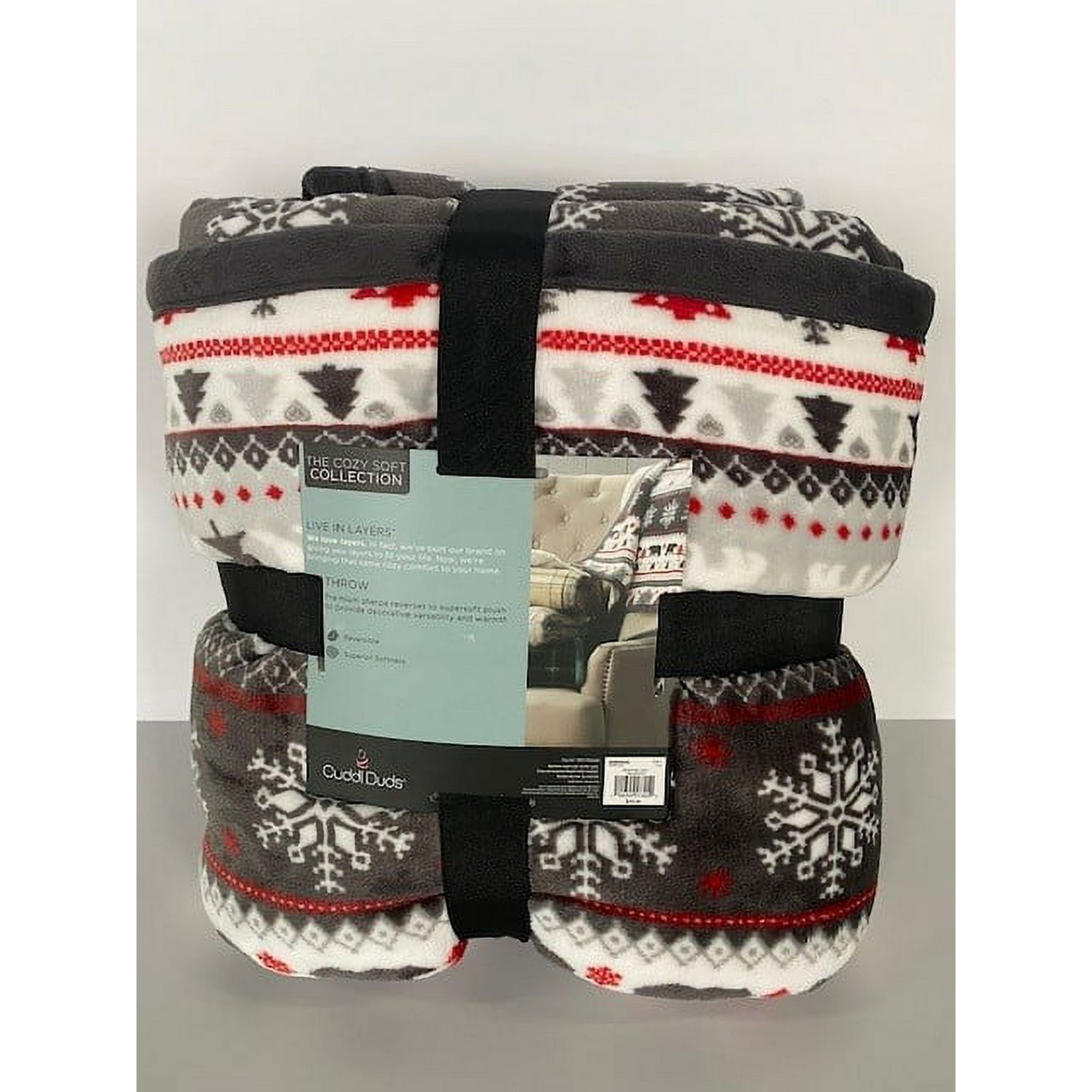Cozy up with the Cuddl Duds Reversible Fairisle Throw Ivory Fairisle 50 x 60 inch Unisex Walmart Walmart