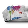 thumbnail image 3 of Map Soft Flannel Fleece Throw Blanket, Low Poly Style Illustration of World Map Mosaic with Graded Rainbow Colors, Cozy Plush for Indoor and Outdoor Use, 50" x 60", Multicolor, by Ambesonne, 3 of 6