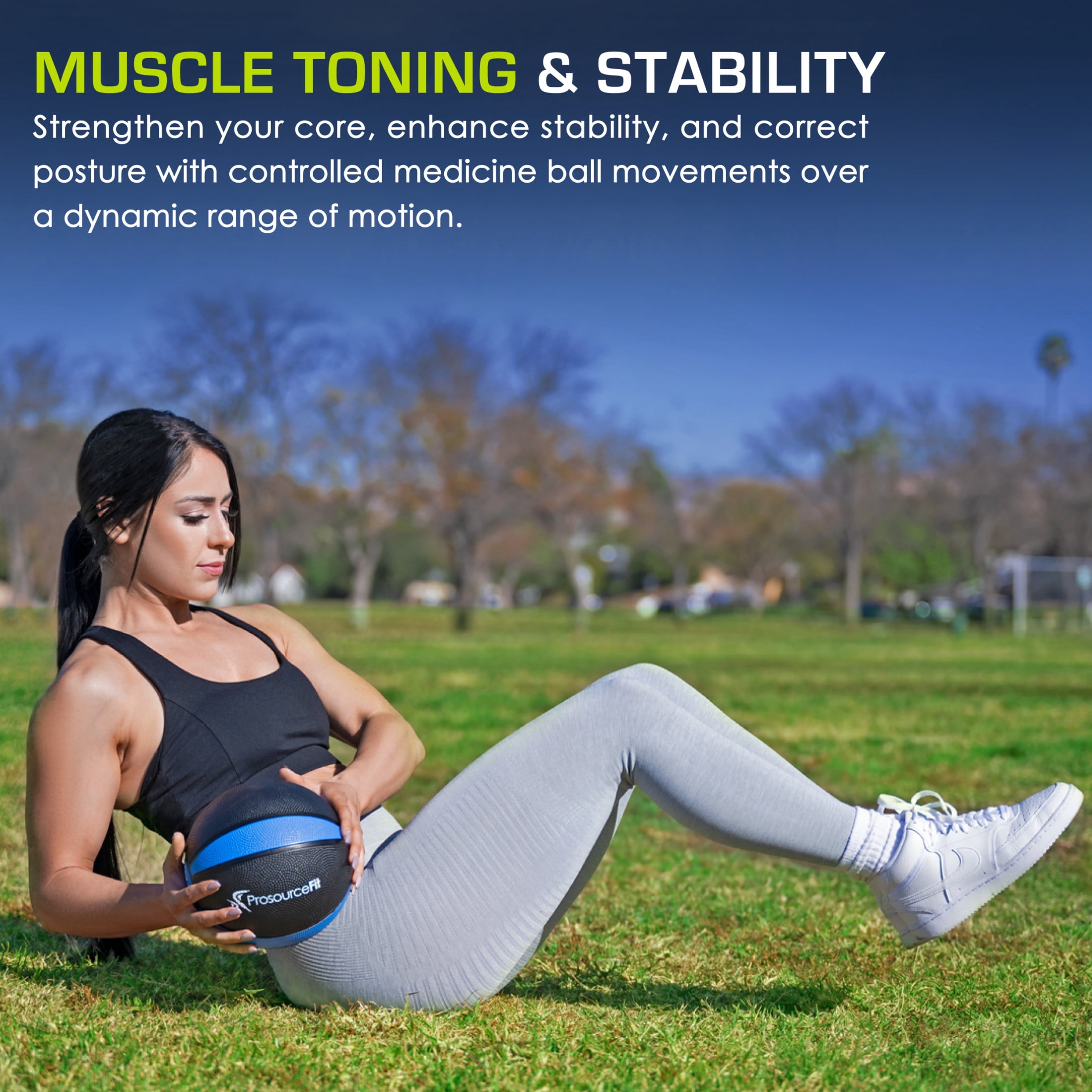 ProsourceFit Weighted Medicine Ball for Full Body Workouts w/ Non-Slip Grip,4 lb