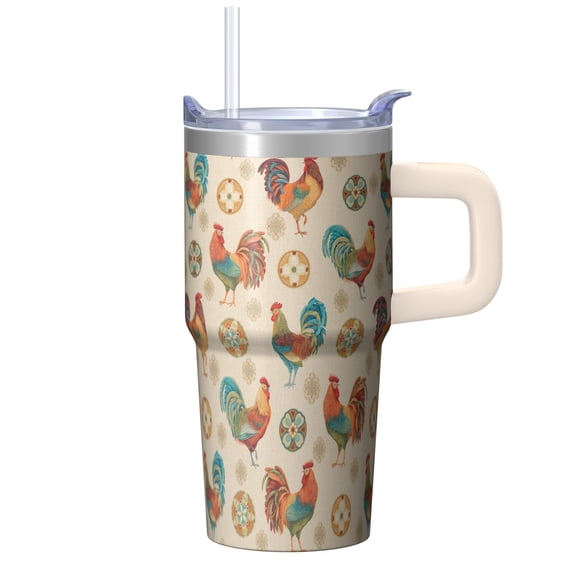 20oz Chicken Decor Tumbler with Handle Cute Birthday Christmas Gift for Chicken Lovers Women Men Insulated Travel Mug Cup Holder Friendly Easy to Clean Dishwasher Safe Hot Cold Beverages