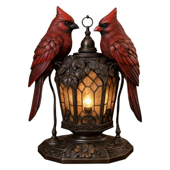 Mozhitti 100mah Bird 2026 Fall Vintage Artistic Sculpture Outdoor Light Red Bird Decorative Lamps For Bedroom Living Room And Yard