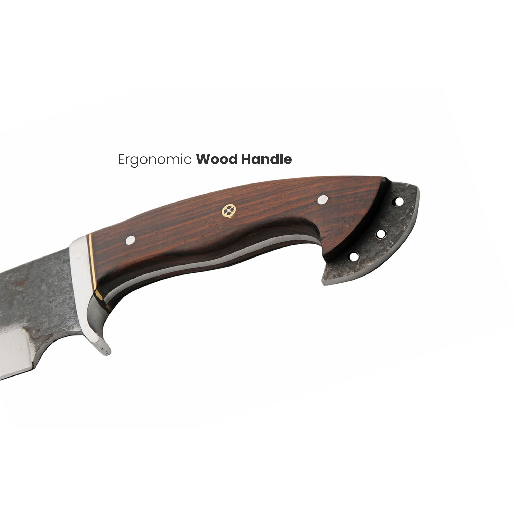 SZCO 18 Inch Black Smith's Bowie Knife Forged Carbon Steel Blade Wood Handle With Mosaic Pin Outdoor Hunting Knife With Sheath