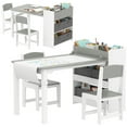 thumbnail image 1 of Qaba Kids Table and Chair Set with Paper Roll, Craft Table, Grey, 1 of 10