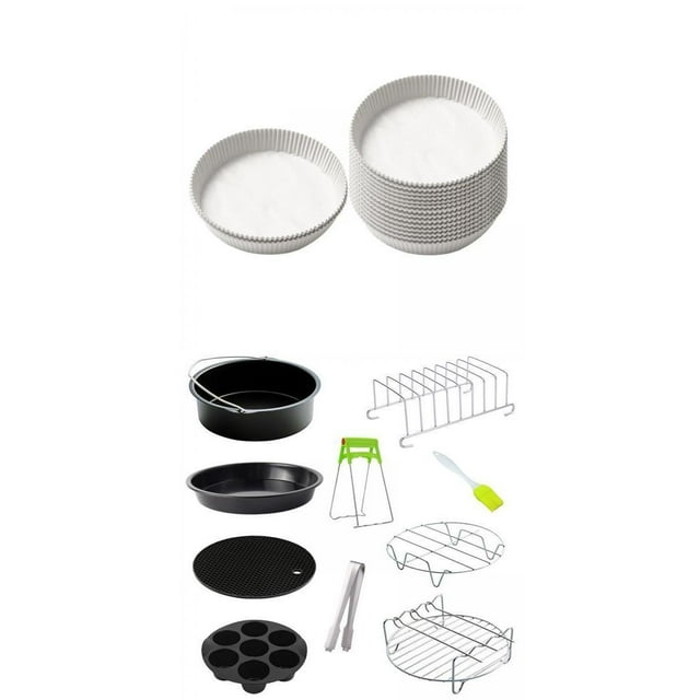 10 Accesorios para Freidora de Aire, para Tartas, Estante Revestimientos de Papel