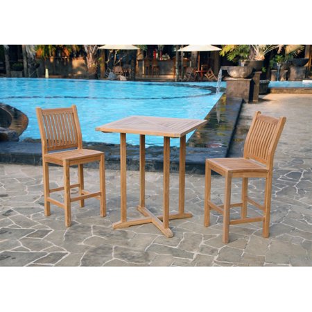 Tortuga Outdoor Teak 3 Piece Patio Bar Set Walmart Com