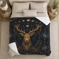 thumbnail image 4 of Antlered Stag Beneath decorative theme And Stars, Soft Flannel Blanket with Celestial Wildlife Illustration Print, Housewarming Gift and Home Decor for Bedroom and Living Room, 4 of 7