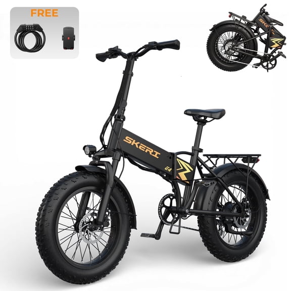 Skeri 20" Fat Tire Folding Electric Scooter Bike for Adults, 500W E-Mountain Bike 48V 18AH with 7-speed Gears, UL2849