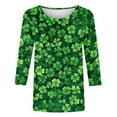 thumbnail image 5 of BLVB St Patricks Day Shirt Women Plus Size 3/4 Sleeve Cute Tops Shamrock Shirts Crewneck Graphic Tee Tops Outfit, 5 of 5