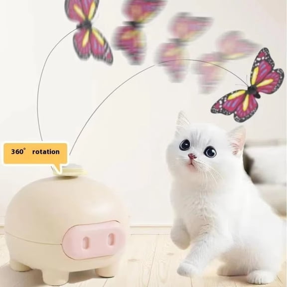 Cat Toy Electric Rotating Butterfly Teaser with Interactive Motion, Electronic Pet Play Toy for Indoor Cats, Self-Play Chase Exercise Toy for Bored Kittens and Cats Beige