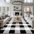 thumbnail image 4 of Black White Plaid Large Area Rug 8x10 FT, Non Slip Living Room Throw Carpet, Spring Farmhouse Buffalo Checkered Washable Soft Indoor Outdoor Carpet Non-Shedding Rug for Bedroom Dining Room, 4 of 9