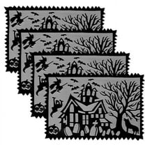 Heritage Lace SH-1420B-S 14 x 20 in. Spooky Hollow Placemats, Black - Set of 4