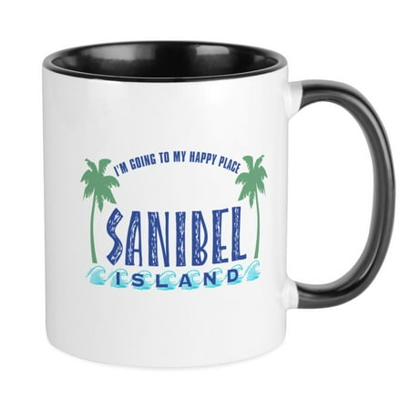 

CafePress - Sanibel Happy Place Mug - Ceramic Coffee Tea Novelty Mug Cup 11 oz