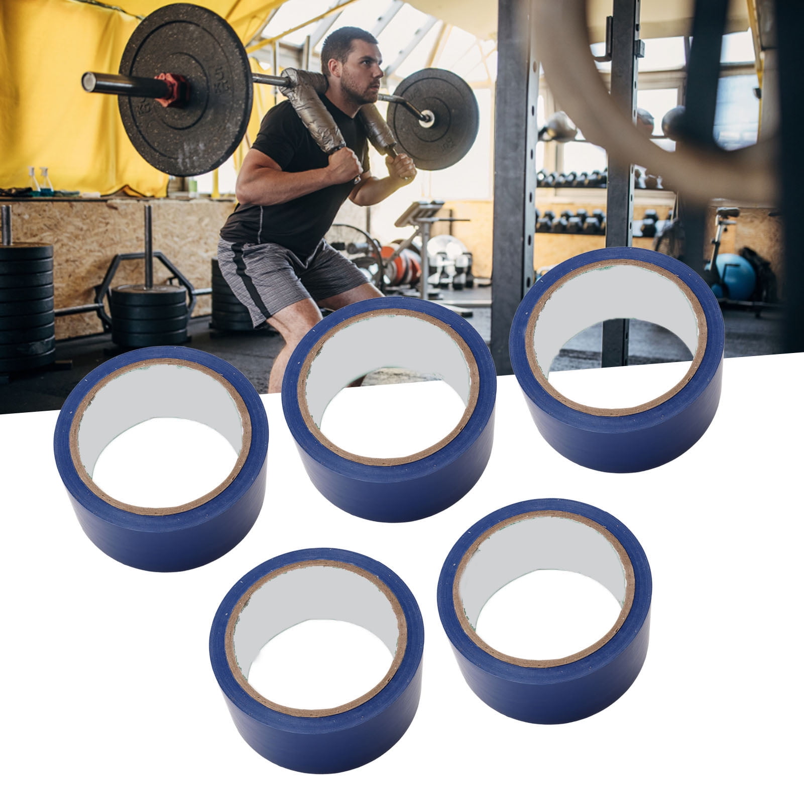 Yajisi 5 Pcs Floor Marking Tape 1.96 Inches / 5cm Width Adhesive Athletic Tape for Gymnasium Basketball Volleyball Tennis Court Marking Line Blue