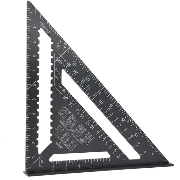 Woodworking Ruler,12 inch Black Aluminium Triangle Ruler Right