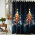 thumbnail image 3 of Shower Curtain 48"W x 72"L Winter Abstract Orange Christmas Tree Stars Snowflake Fabric Shower Curtains Set with Hooks Water Repellent Bathroom Curtains Machine Washable Bathroom Accessories, 3 of 9