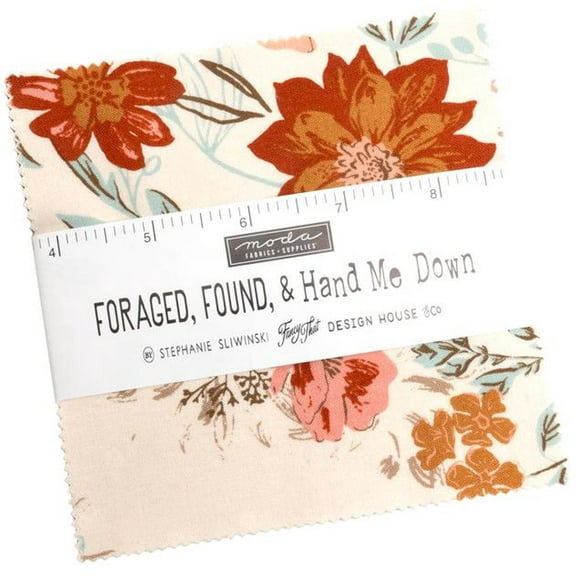 Foraged, Found & Hand Me Down Moda Fabrics Charm Pack by Stephanie Sliwinski of Fancy That Design House; 42 5-inch Precut Fabric Quilt Squares