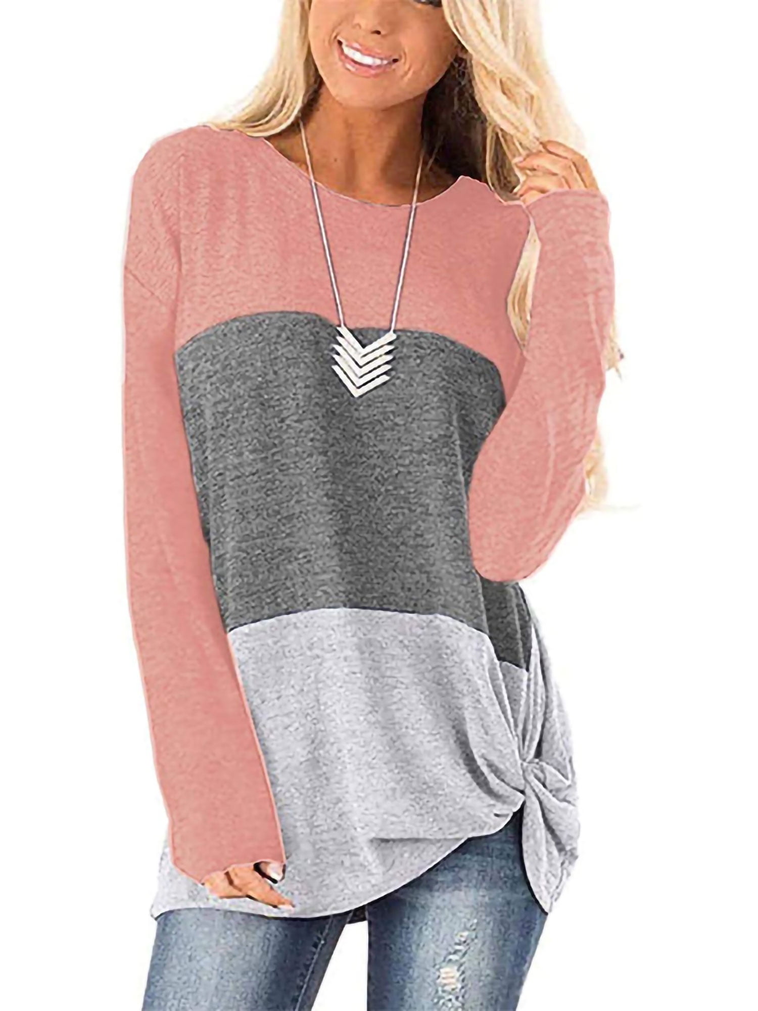 Tunic Tops for Women Autumn Color Block 