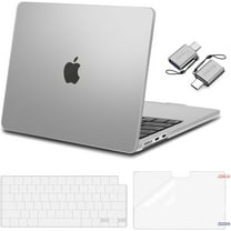 Mosiso Case for MacBook Air 13.6 inch 2025-2022 M4 A3240 M3 A3113 M2 A2681, Hard Shell&Keyboard Cover&Screen Protector&Type C Adapter 2 Pack, Frost