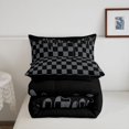 thumbnail image 5 of Manfei Checkered Art King Size Comforter Sets,Geometric Plaid Comforters King Size,Black Gray,Black Reversible,3 Pieces,1 Comforter and 2 Pillowcases,3 Pieces,1 Comforter and 2 Pillowcases, 5 of 7