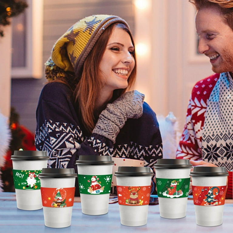 24pcs Christmas Disposable Coffee Cups with Lids 16oz