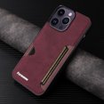 thumbnail image 4 of Dteck for Apple iPhone 13 Pro Hard Shell, Luxury Premium PU Leather Wallet Case with Card Holder, Shockproof Back Flip Hard Slim Rugged Protective Cover, winered, 4 of 4